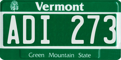 VT license plate ADI273