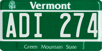VT license plate ADI274