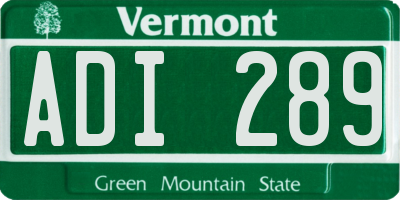 VT license plate ADI289
