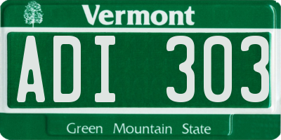 VT license plate ADI303