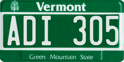 VT license plate ADI305