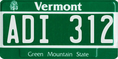 VT license plate ADI312