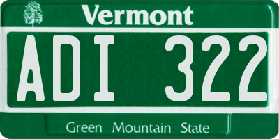 VT license plate ADI322