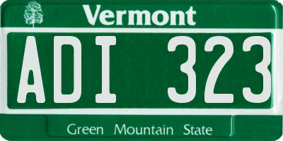 VT license plate ADI323