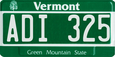 VT license plate ADI325