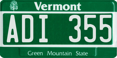 VT license plate ADI355