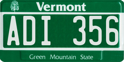 VT license plate ADI356