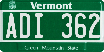 VT license plate ADI362