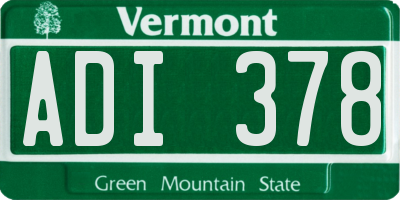 VT license plate ADI378