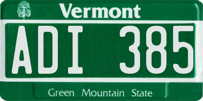 VT license plate ADI385