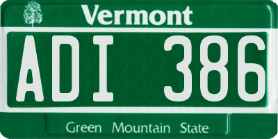VT license plate ADI386