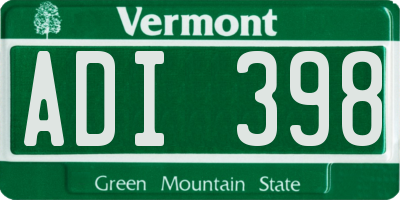 VT license plate ADI398