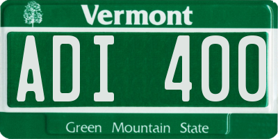 VT license plate ADI400