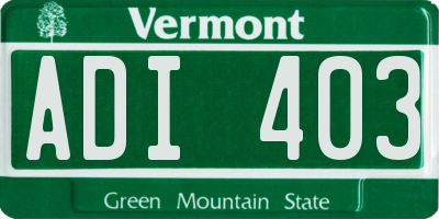 VT license plate ADI403