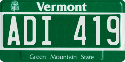 VT license plate ADI419