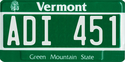 VT license plate ADI451