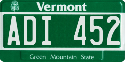 VT license plate ADI452