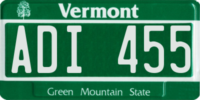 VT license plate ADI455
