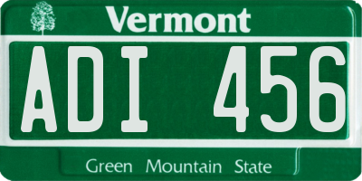 VT license plate ADI456