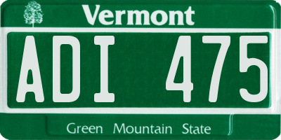 VT license plate ADI475