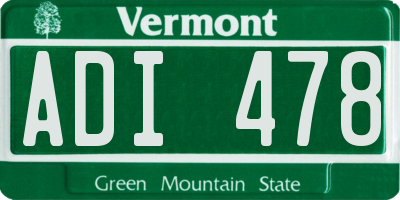 VT license plate ADI478