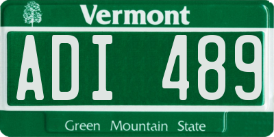 VT license plate ADI489