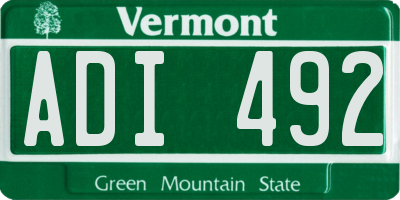 VT license plate ADI492