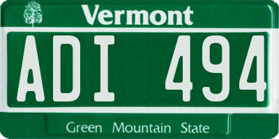 VT license plate ADI494