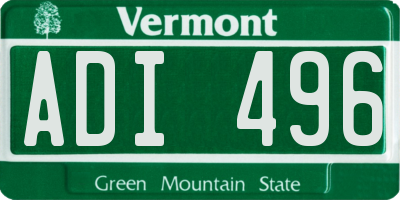 VT license plate ADI496