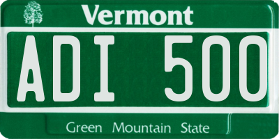 VT license plate ADI500