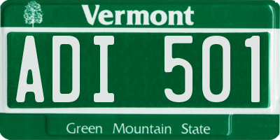 VT license plate ADI501