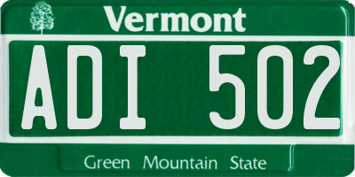 VT license plate ADI502
