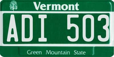 VT license plate ADI503