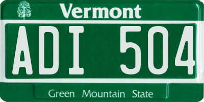 VT license plate ADI504