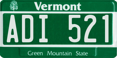 VT license plate ADI521