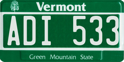 VT license plate ADI533