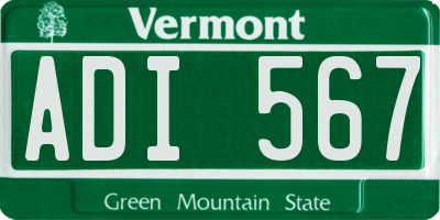 VT license plate ADI567