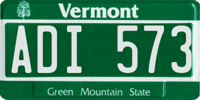 VT license plate ADI573