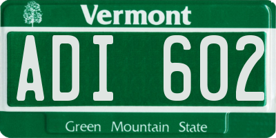 VT license plate ADI602