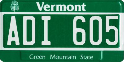 VT license plate ADI605