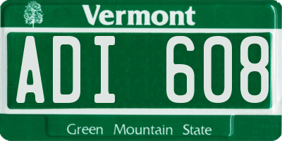 VT license plate ADI608