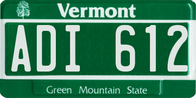 VT license plate ADI612