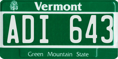 VT license plate ADI643