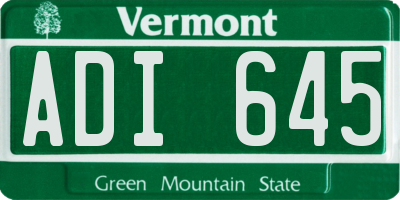 VT license plate ADI645
