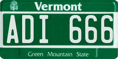 VT license plate ADI666