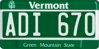 VT license plate ADI670