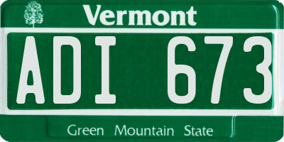 VT license plate ADI673