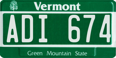 VT license plate ADI674