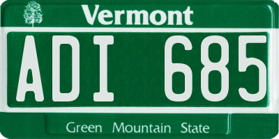 VT license plate ADI685