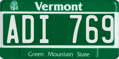 VT license plate ADI769